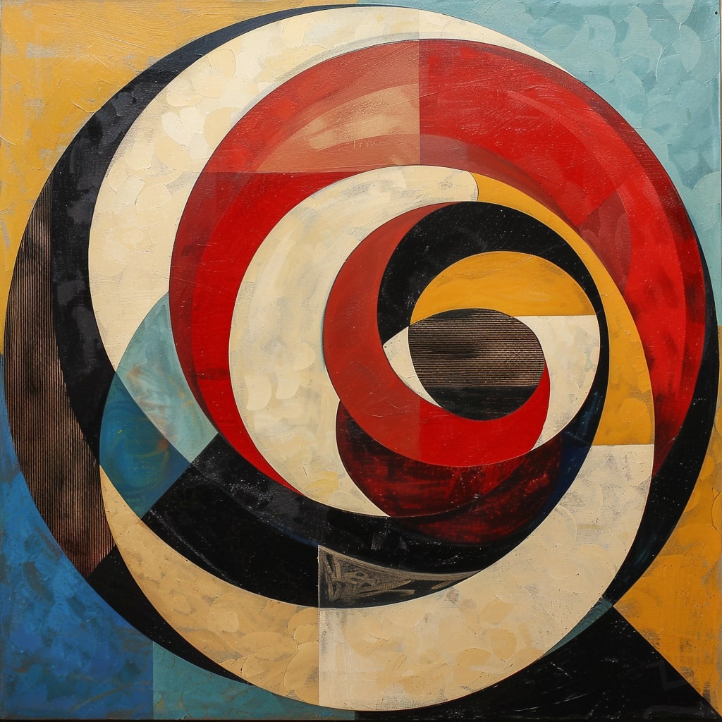 Abstract painting, style of geometric structures, sharp perspective angles preview image